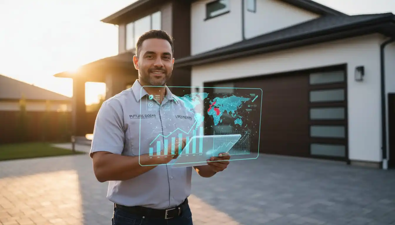 person using tablet looking at the camera