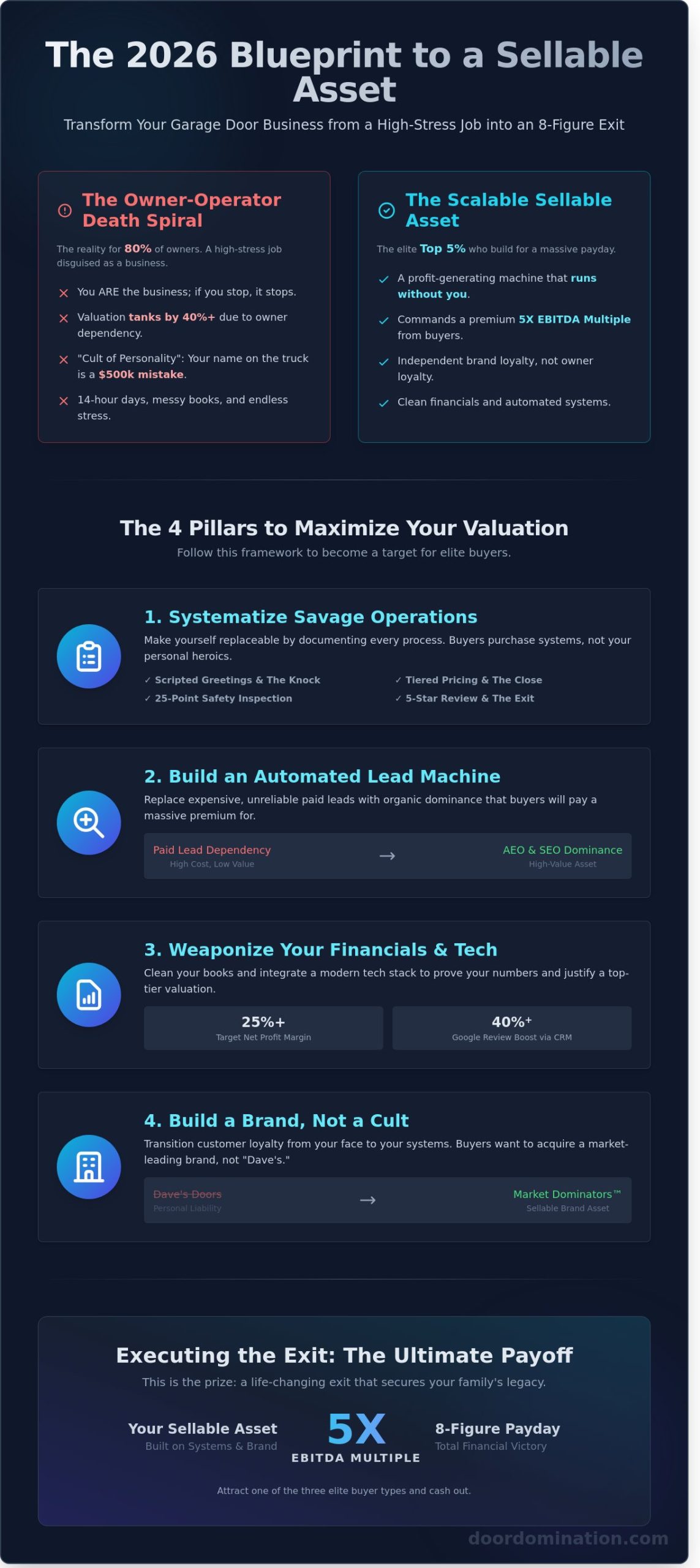 How to Build a Garage Door Business to Sell: The 2026 Blueprint for a Massive Exit